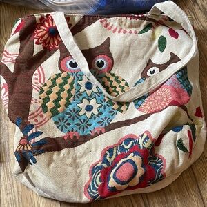 Cream Artistic Tote Bag with Bohemian Flair​